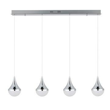 Elyse Teardrop Modern Mid-Century Iron/Acrylic Integrated Linear LED Pendant - JONATHAN Y